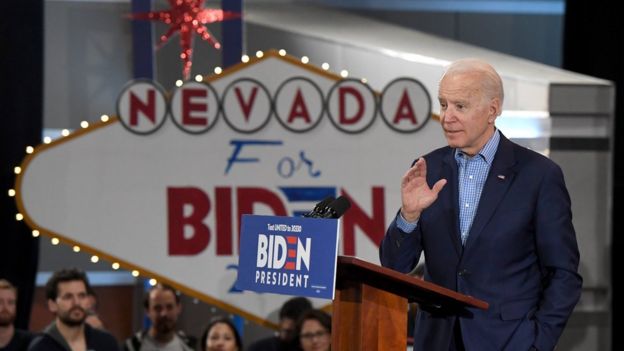 Joe Biden at a rally in Nevada