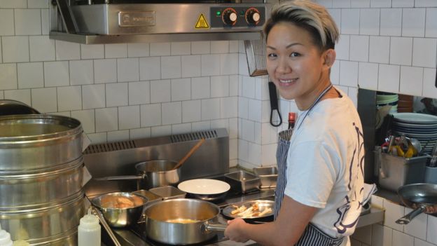 May Chow in her kitchen