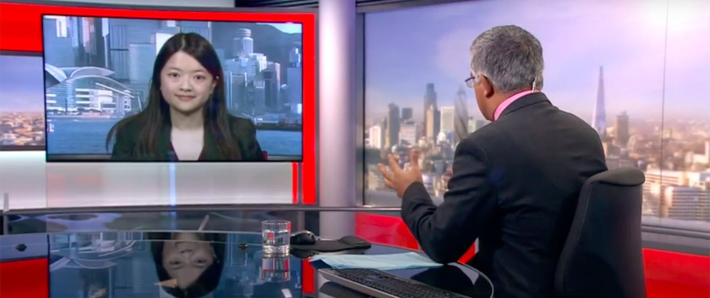 Helier Cheung on BBC World News, 2016