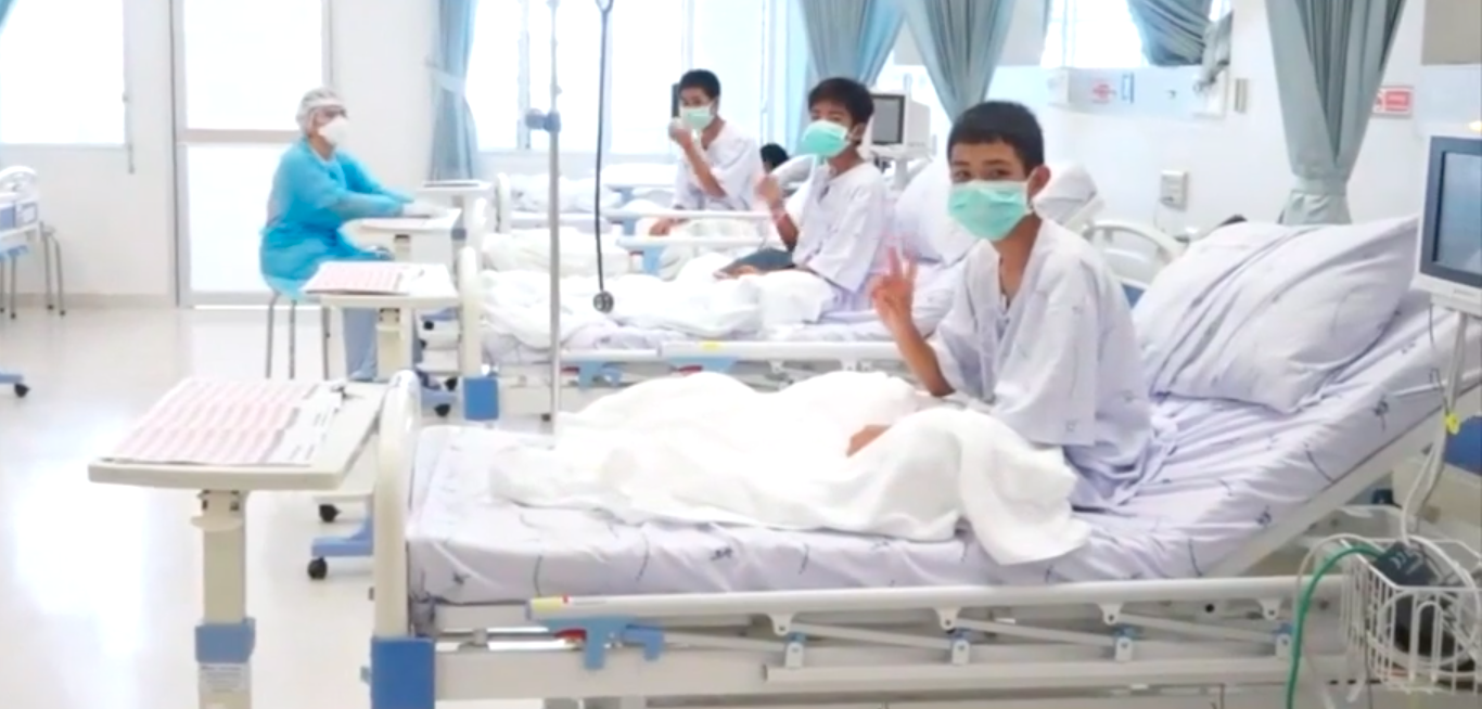 Thai cave boys in hospital after being rescued